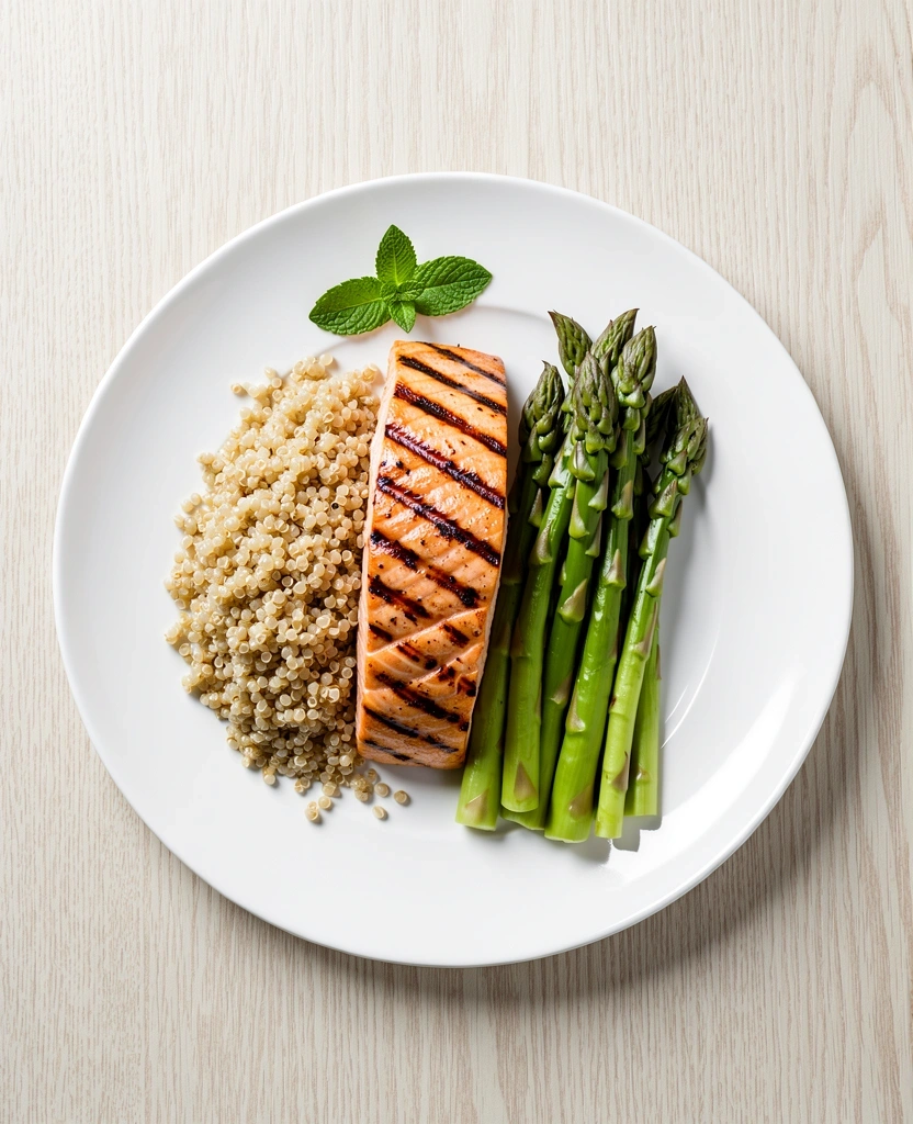 Plato equilibrado con ingredientes frescos